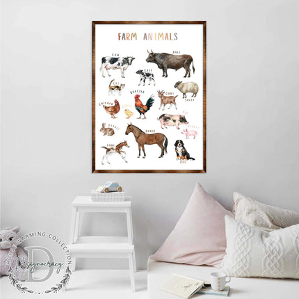 Farm Animals - Wooden Kids Room Decor - First day of school gift - ABC 123 Kids - Montessori Homeschool wooden poster I Educational Poster - Classroom Decor - 310215-4