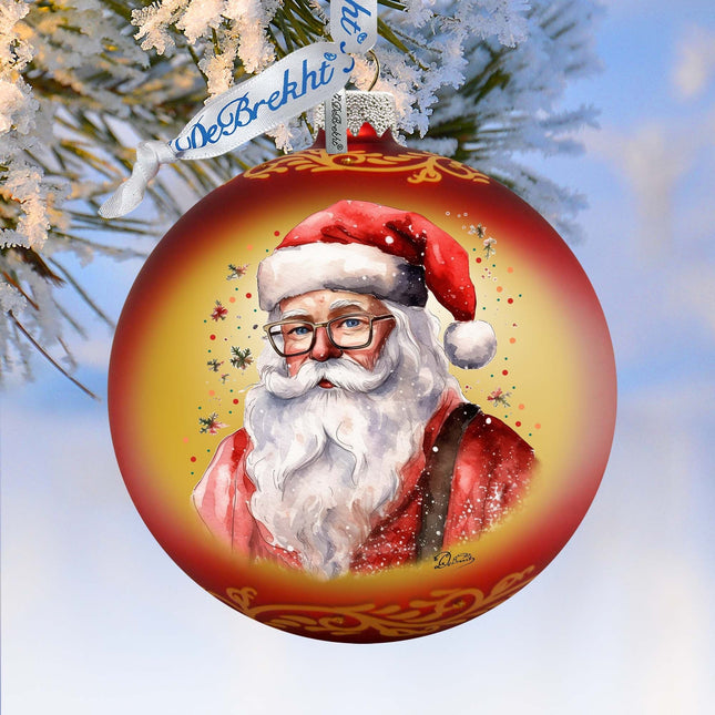Jolly Santa Claus Ball Glass Ornament by G. Debrekht - Christmas Santa Snowman Decor - 73374-0