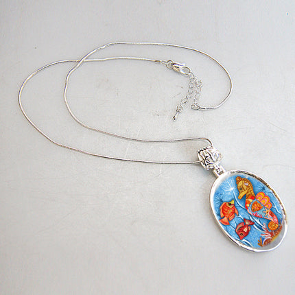 Seahorse Silver Plated Mother of Pearl Jewelry Pendant Necklace Coastal - 44045-1