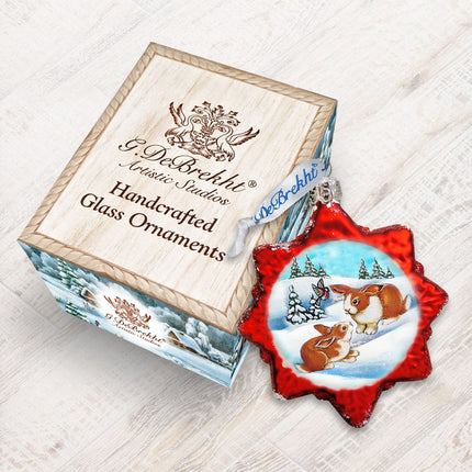 Santa Rabbits Mercury Glass Ornament by G. DeBrekht - Wildlife Holiday Decor - 771019-2