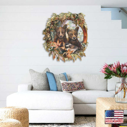 Simple Joys Black Bear Cubs with Bees Wall Art by J. Bergsma - Wildlife Holiday Decor - 8591850W-JB-3