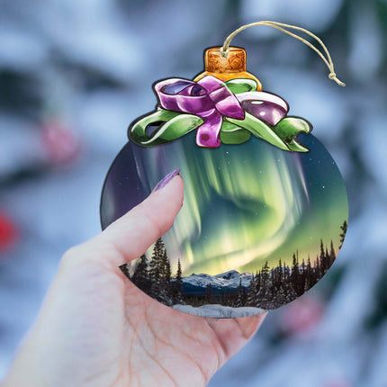 Aurora Borealis Brilliance Wooden Ornaments by G.Debrekht - Wildlife Holiday Decor - 870025-4