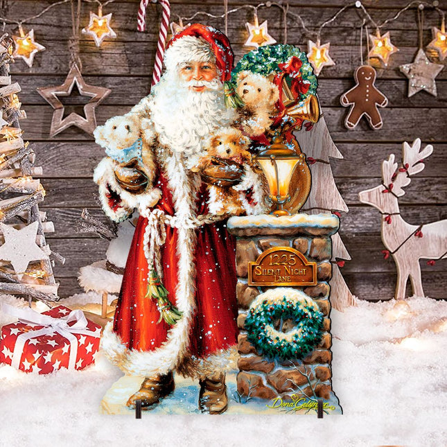 Silent Night Santa Christmas Outdoor Yard Sign by D. Gelsinger - Christmas Santa Snowman Decor - 8461013F-1315-0