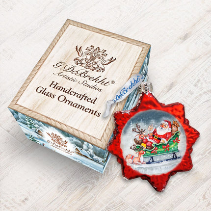 Sleighing Santa Mercury Glass Ornament by G. DeBrekht - Christmas Santa Snowman Decor - 773019-2