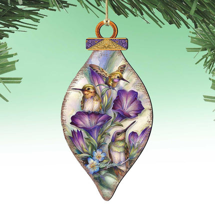 Everlasting Friendship Hummingbirds Wooden Ornaments by J. Bergsma - Wildlife Holiday Decor - 8591936-JB-0