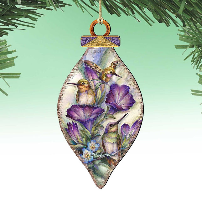 Everlasting Friendship Hummingbirds Wooden Ornaments by J. Bergsma - Wildlife Holiday Decor - 8591936-JB-0