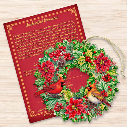 Holiday Cardinal Garland Wreath Wooden Ornaments by G. Debrekht Christmas Decor - 8611070-4