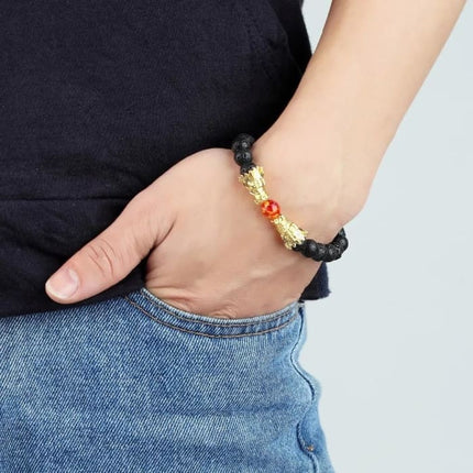 Dueling Dragons - Lava Stone Essential Oil Bracelet-3