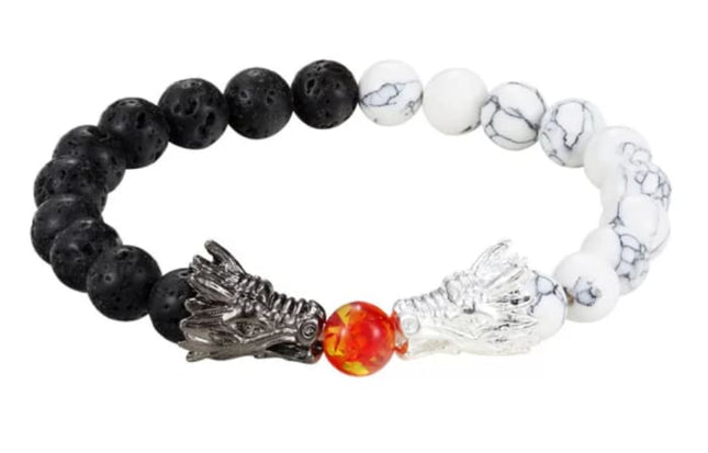 Dueling Dragons - Lava Stone Essential Oil Bracelet-0