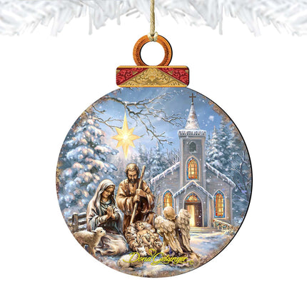 Nativity at The Chapel Wooden Ornaments by Gelsinger - Nativity Holiday Decor - 8021016-1606-4