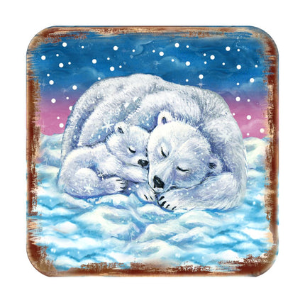 Polar Bears Wooden Cork Coasters Gift Set of 4 by Nature Wonders - Nature Wildlife Decor  - 95381C-S4-2