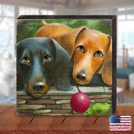 Where's the Ball Wooden Wall Art by Laura Seeley - Pets Dog and Cats Decor - 8511116B-1