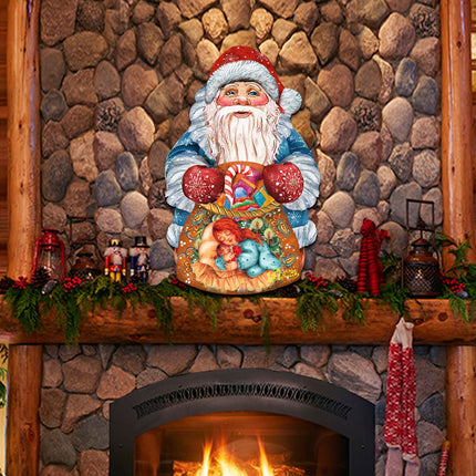 Gift Bag Santa Door Decor Door Decor by G. DeBrekht - Christmas Santa Snowman Decor - 8117901H-2