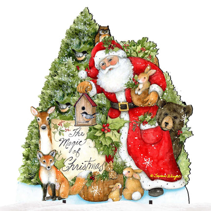 Woodland Santa Playing Christmas Outdoor Dcor by Susan Winget - Christmas Santa Snowman Dcor - 8471103F-SW-4