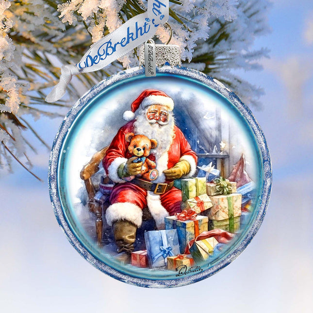 Santa Ball Glass Ornament by G. Debrekht - Christmas Santa Snowman Décor - 73563C-0