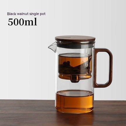 One-Click Filtering Walnut Full Glass Liner Teapot | Elegant Brewing Solution-5