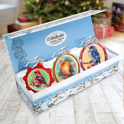 Forest Birds Mercury Glass Ornaments Set of 3 by G. Debrekht - Wildlife Holiday Décor - 770147S3-2