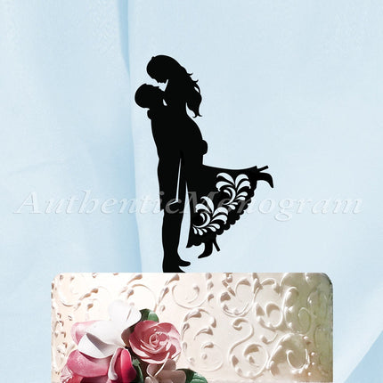 Wedding Cake Topper - Wedding Cake Topper -  Mr. & Mrs. Silhouette Wooden Cake Decoration - Rustic Wedding Cake topper 94316-0