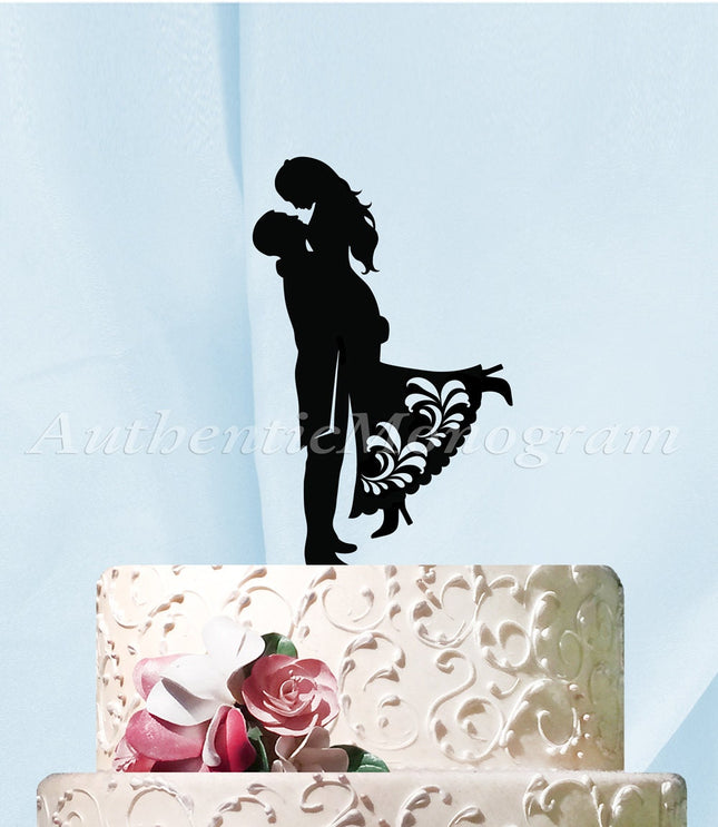 Wedding Cake Topper - Wedding Cake Topper -  Mr. & Mrs. Silhouette Wooden Cake Decoration - Rustic Wedding Cake topper 94316-0