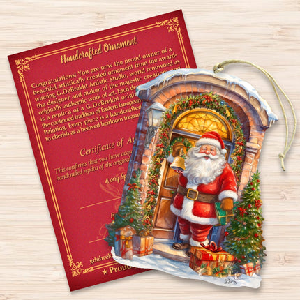Knocking the Door Santa Wooden Ornaments by G. Debrekht Christmas Santa Snowman Decor - 8611044-4