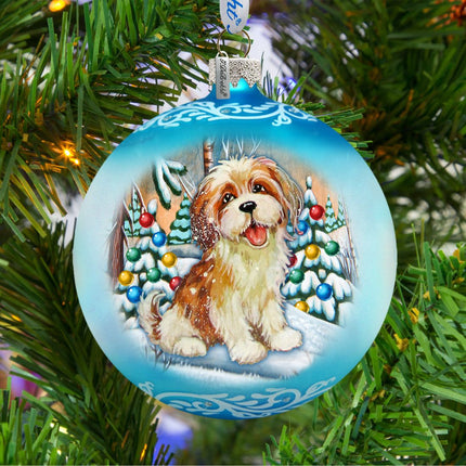 My Puppy Little Friend Ball Glass Ornament by G. DeBrekht - Christmas Decor - 73324-2