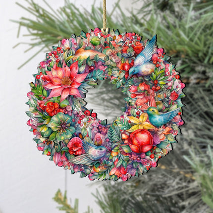 Summer Blooms Wreath Wooden Ornaments by G. Debrekht Christmas Decor - 8611072-2