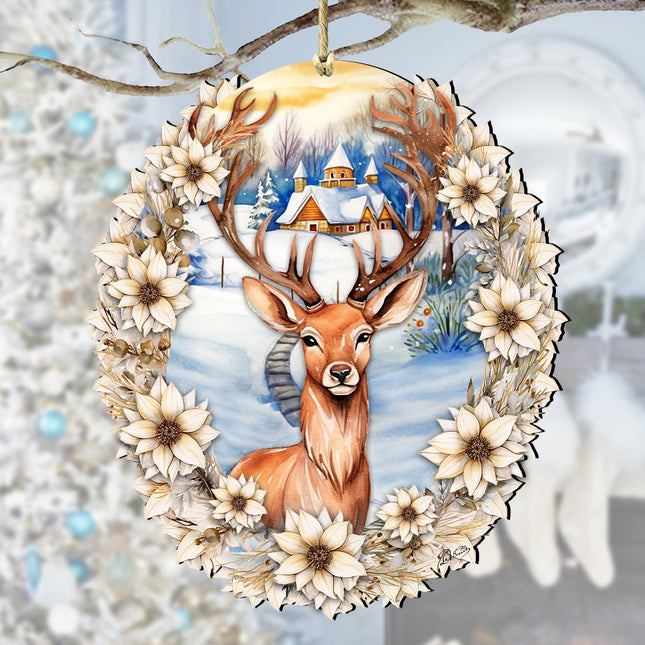 Majestic Forest Deer Wooden Ornaments by G. Debrekht Christmas Decor - 8611065-0