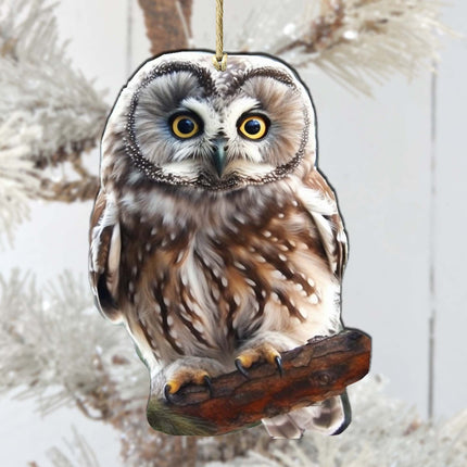 Alaskan Boreal Owl Wooden Ornaments by G.Debrekht - Wildlife Holiday Decor - 8710004-3-2