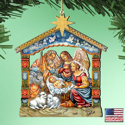 Miracle Nativity Holy Family Wooden Ornaments by G. DeBrekht - Nativity Holiday Decor - 8114031-1