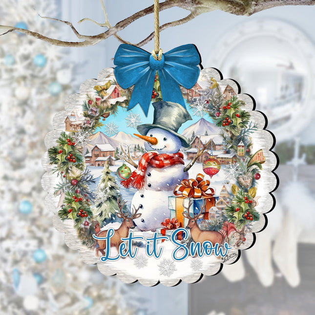 Let it Snow Wooden Ornaments by G. Debrekht Christmas Santa Snowman Decor - 933122-0