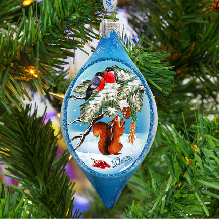 Squirrel and Birds Ball Glass Ornament by G. DeBrekht - 73451-2