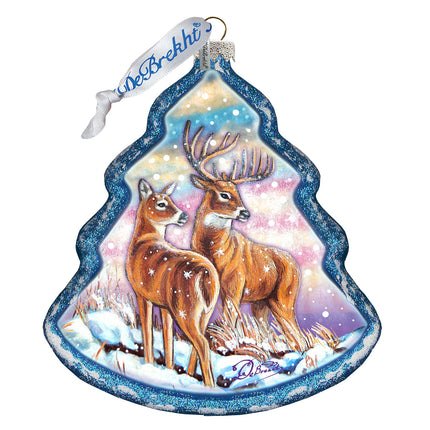 Deer Story Glass Ornament by G. DeBrekht - Wildlife Holiday Decor - 762-029-4