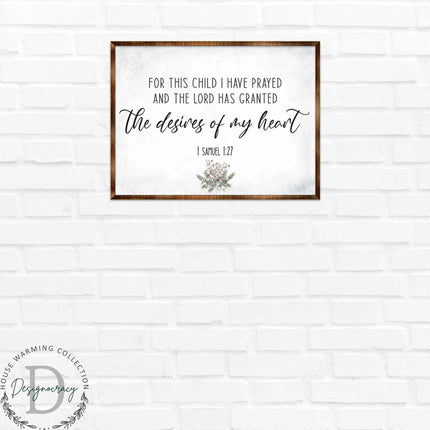 The Desires of My Heart - Wooden Nursery Room Decor - Samuel 1:27 - Contemporary decor - Religious wall art - 310339-2