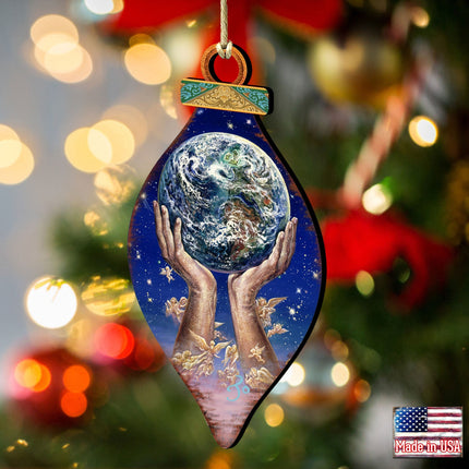 World in my Hands Wooden Ornaments by Josephine Wall - Christmas Decor - 845131-JW-2