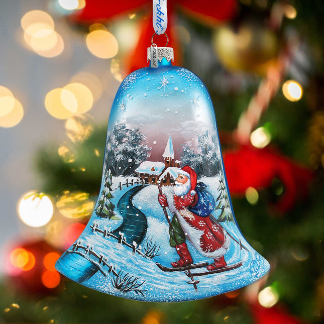 Sledging Santa Ball Glass Ornament by G. DeBrekht - 73442-0