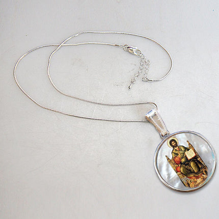 Jesus Silver Plated Mother of Pearl Necklace Jewelry - 43047-2