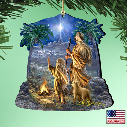 Shepherds Keeping Watch Wooden Ornaments by Gelsinger - Nativity Holiday Decor - 8161025-1838-1