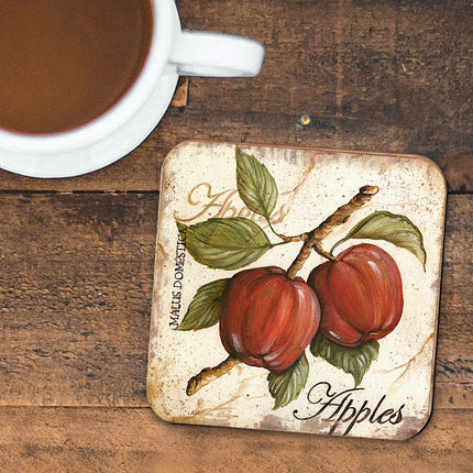 Apples Wooden Cork Coasters Gift Set of 4 by Nature Wonders Nature Wildlife Decor  - 8198633C-S4-3