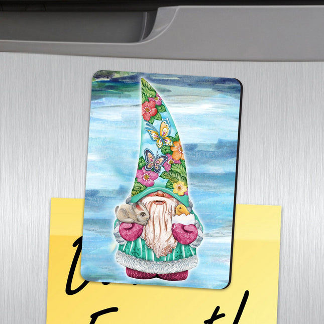 Spring Gnome Refrigerator Wooden Magnets Set of 3-0