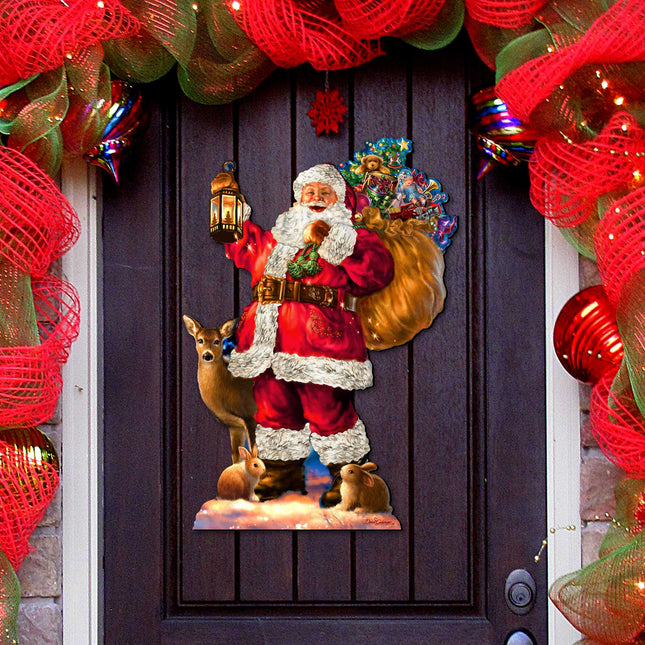 Woodland Santa Wall Door Hanger by D. Gelsinger - Christmas Santa Snowman Decor - 8461028H-1105-0