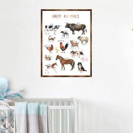 Farm Animals - Wooden Kids Room Decor - First day of school gift - ABC 123 Kids - Montessori Homeschool wooden poster I Educational Poster - Classroom Decor - 310215-1