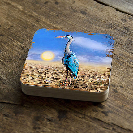 Bird on the Beach Coastal Wooden Cork Coasters Gift Set of 4 by Nature Wonders - Coastal Sea-Life Decor - 95358C-S4-2
