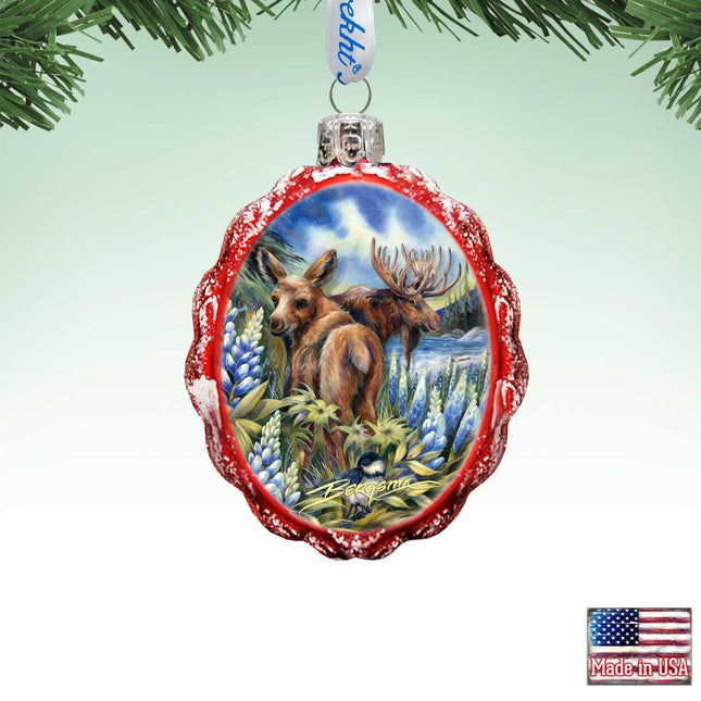Easily AƒMoosed in Lupine Mercury Glass Ornament by J. Bergsma - Wildlife Holiday Decor - 7783948-JB-0