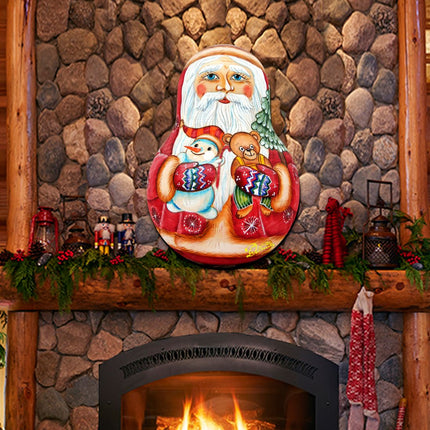 Santa Doll Christmas Door Decor by G. DeBrekht - Christmas Santa Snowman Decor - 8115011H-1