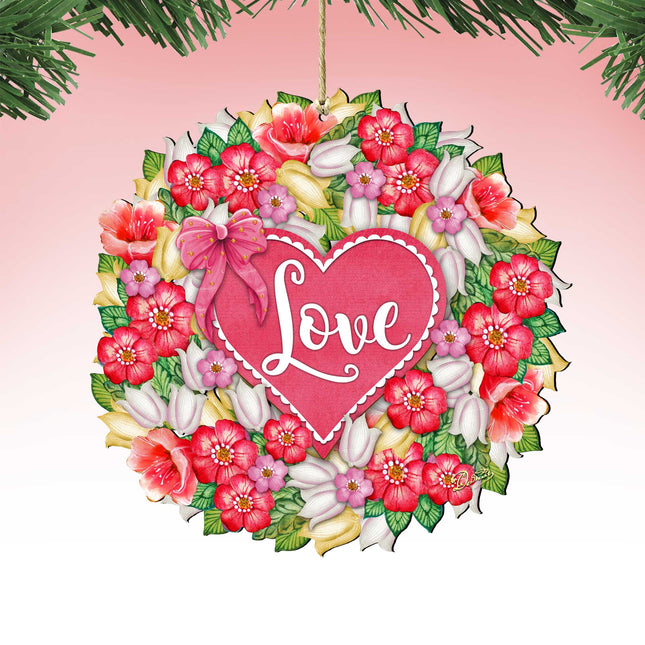 Love Flower Wreath Wooden Ornaments by G.DeBrekht - Love Family Kids Decor - 8185303-4-0