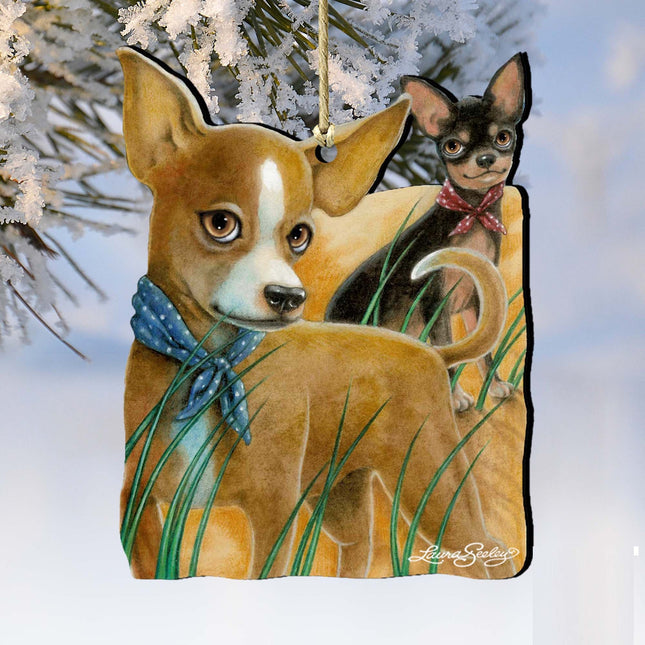 The Couple Dogs Wooden Ornaments by Laura Seeley - Pets Dog and Cats Decor - 8511021-LS-0
