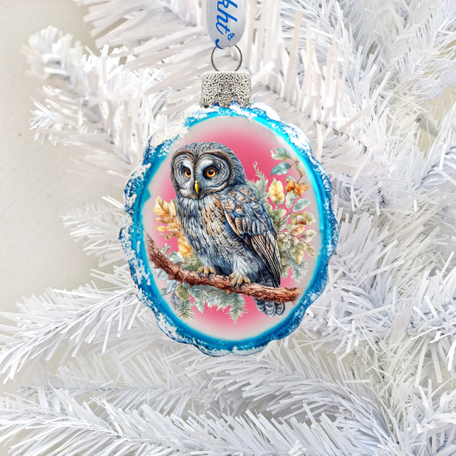Gray Owl Mercury Glass Ornaments by G. Debrekht - Wildlife Holiday Decor - 776003-0