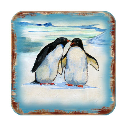 Penguins Wooden Cork Coasters Gift Set of 4 by Nature Wonders - Nature Wildlife Decor  - 95382C-S4-1