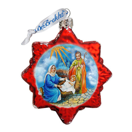 Nativity Snowflake Mercury Glass Ornament by G. DeBrekht - Nativity Holiday Decor - 772018-4