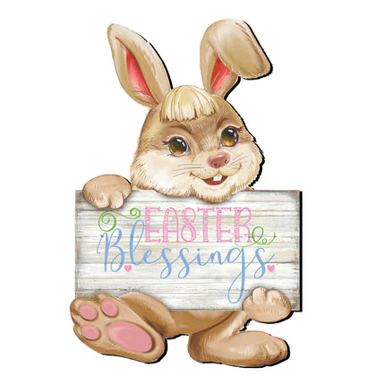 Easter Blessing Bunny Wooden Door Hanger by G. DeBrekht - Easter Spring Decor - 815433-3H-4